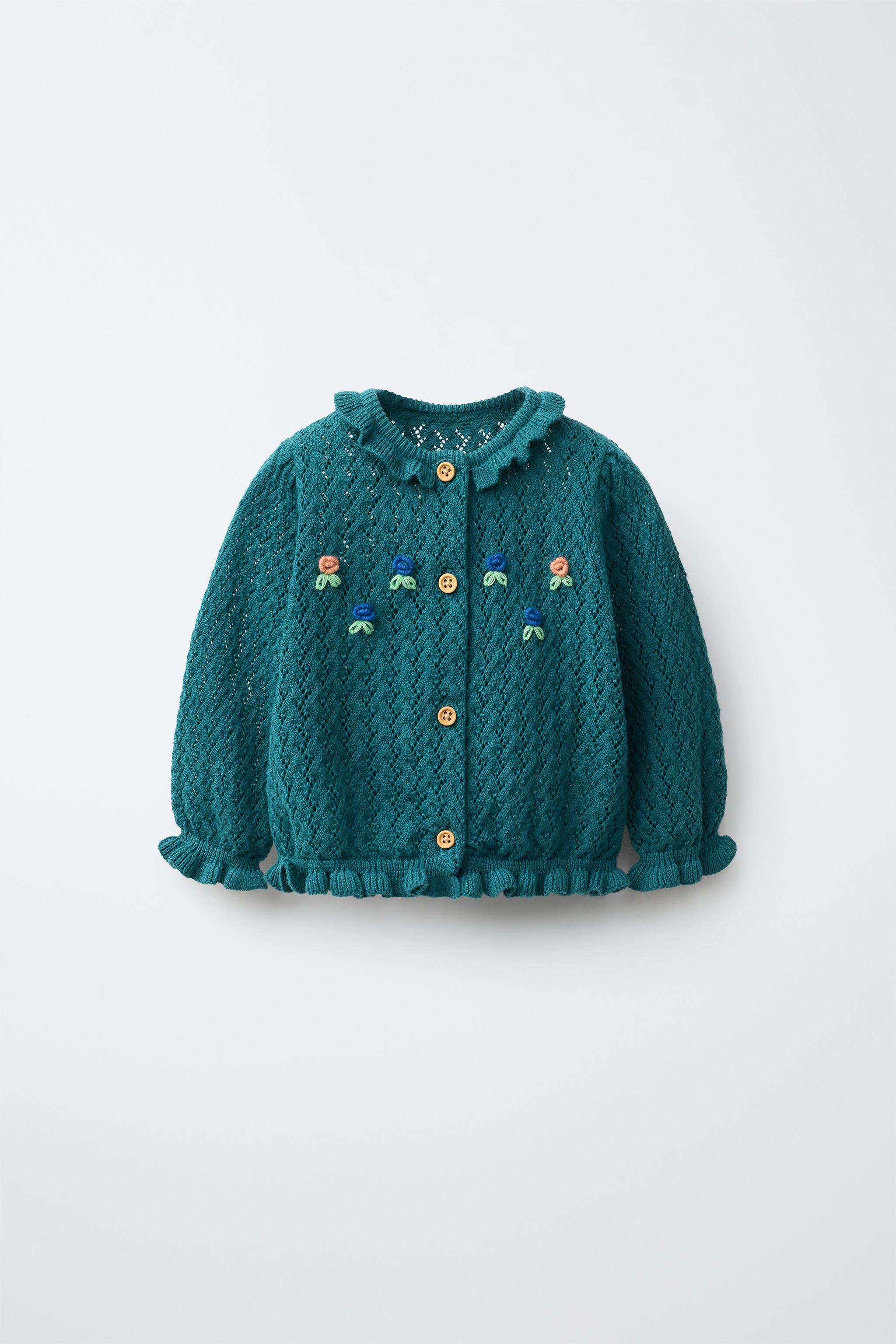 FLORAL EMBROIDERY KNIT CARDIGAN